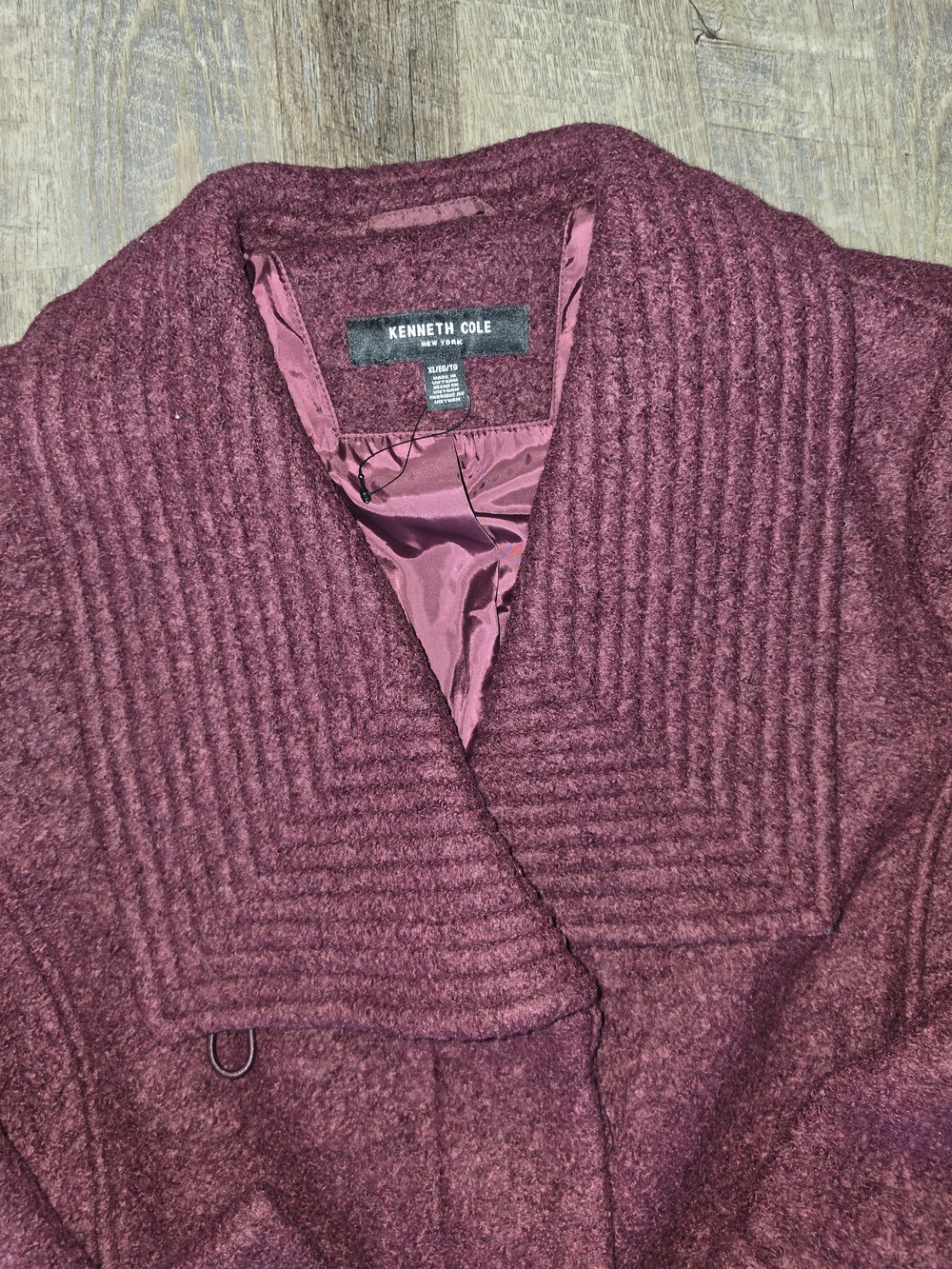 New Kenneth Cole Women's Textured Shawl Collar Cardigan - Wine